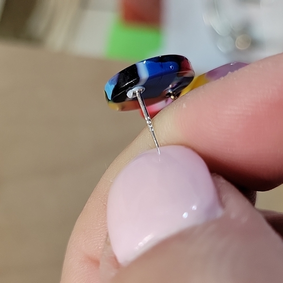 Rainbow Kaleidescope Drop Earrings, S925 - Picture 5 of 5